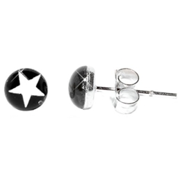 Silberohrstecker Stern Schwarz Weiß Ohrstecker Glas Sterling Silber Unisex Ohrringe Schmuck
