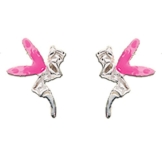 Silvadore Damen- / Mädchen-Ohrstecker Sterling-Silber 925 Elfen rosa Flügel Schmetterlingsverschluss inklusive Geschenkbox A802P