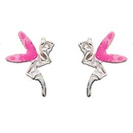 Silvadore Damen- / Mädchen-Ohrstecker Sterling-Silber 925 Elfen rosa Flügel Schmetterlingsverschluss inklusive Geschenkbox A802P