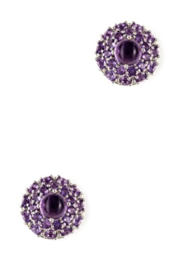 Silvancé – Damen Ohrringe – 925 Silber, rhodiniert – echter Edelstein: Amethyst Amethyst E1453A