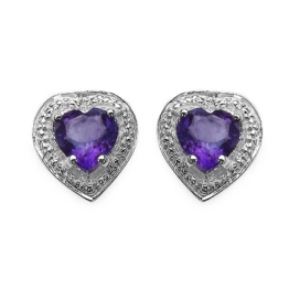 Silvancé – Damen Ohrringe – 925 Silber, rhodiniert – echter Edelstein: Amethyst E439A
