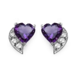 Silvancé – Damen Ohrringe – 925 Silber, rhodiniert – echter Edelstein: Amethyst Weißtopas E810A