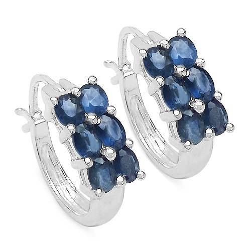 Silvancé – Damen Ohrringe – 925 Silber, rhodiniert – echter Edelstein: Blaue Saphire E1312BS
