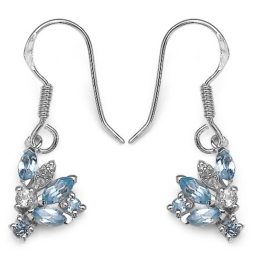 Silvancé – Damen Ohrringe – 925 Silber, rhodiniert – echter Edelstein: Blautopas Blautopas E620BT