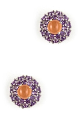 Silvancé – Damen Ohrringe – 925 Silber, rhodiniert – echter Edelstein: Peach Mondstein Amethyst E1453PM
