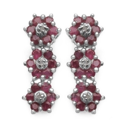 Silvancé – Damen Ohrringe – 925 Silber, rhodiniert – echter Edelstein: Rubin Diamond E380R
