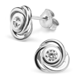 Silvinity 925 Silber Ohrstecker Zirkonia rund flach – Damen Ohrringe Silber Stecker hochglanz Ø8mm #SV-215