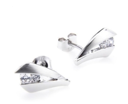 Silvity Damen Ohrstecker 925 Sterling Silber Luxus-Strass 1.2 cm x 1.2 cm 805120-20