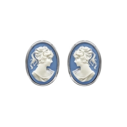 So Chic Schmuck – Damen-Ohrstecker Kamee Blau Oval Sterling Silber 925
