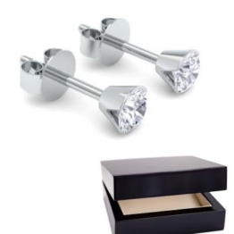 Solitaire Ohrstecker Silber Ohrringe Diamant 925 + inkl. Luxusetui + Diamant Ohrringe Silber Diamantohrringe Silber 0,50 Carat Tw/VS (Silber 925) – Basic Moments AM11 SS925BRFA