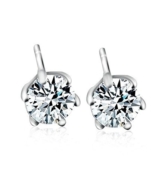 Solitaire Ohrstecker und Silber Halskette für Frauen