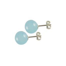 Solo, 10 mm, Rund, Aquamarin Edelstein Ohrstecker, Sterling-Silber 925, Mit Geschenkbox
