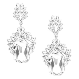 Statement Hochzeit ABI Luxus lange Ohrringe 2D Design Kristall klar 7,2cm lang