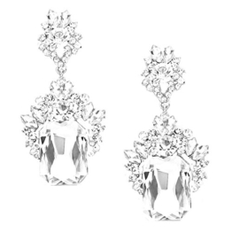 Statement Hochzeit ABI Luxus lange Ohrringe 2D Design Kristall klar 7,2cm lang