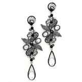 Statement Luxus Festlich ABI Ball Schmuck Ohrringe Kristall Schwarz klar Hellgrau und Grau 11,3 cm lang