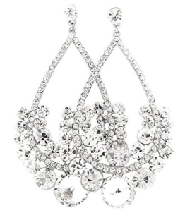 Statement Luxus Lange Große Ohrringe ABI Ball Schmuck Kristall klar 9,8 cm lang