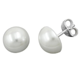 Stecker Ohrstecker 10mm Perle Imitat halbiert 925 Silber für Damen