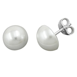 Stecker Ohrstecker 10mm Perle Imitat halbiert 925 Silber für Damen