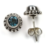 Steinschmuck Ohrstecker Apatit blau 925 Silber Ohrring Edelstein Ohrschmuck