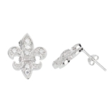 Sterling 925er Silber PAVE Ohrstecker – FLEUR DES LIS 15mm