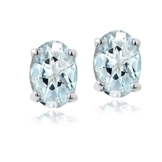 Sterling Silber 1,6 Karat echte Aquamarin 7×5 Oval Ohrstecker