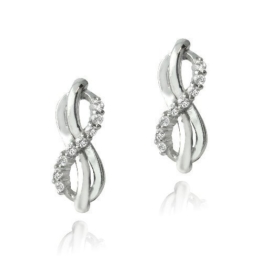 Sterling Silber 1/Ct Erstellt Weiß Saphir Infinity Swirl Ohrstecker 14.95