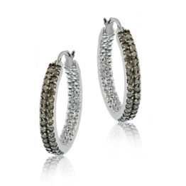 Sterling Silber 3 / 4 ct. TDW Champagner Diamant, zweireihig, Creolen