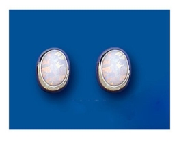 Sterling-Silber 9 x 7 mm, Ohrstecker Ohrringe) Opal, Oval