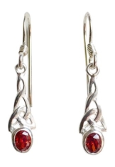 Sterling-Silber 925, keltischer Knoten, Geburtsstein Januar Granat Ohrringe mit Cubic Zirkonia