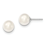 Sterling Silber 9–10 mm weiß Süßwasser-Zuchtperle rund Ohrstecker