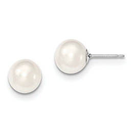 Sterling Silber 9–10 mm weiß Süßwasser-Zuchtperle rund Ohrstecker