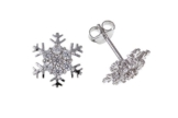 Sterling Silber Cubic Zirkonia Ohrstecker Ohrringe Schneeflocke