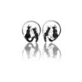 Sterling Silber Emaille Original Katzen auf Mond Ohrstecker