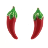 Sterling Silber Emaille und Chilli Design Ohrstecker Ohrringe