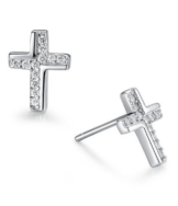 Sterling Silber Kreuz mit Zirkonia Ohrstecker Damen – Sy020e1