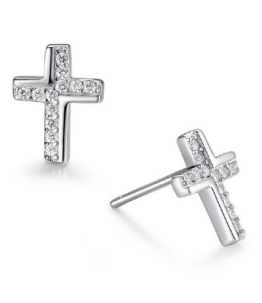 Sterling Silber Kreuz mit Zirkonia Ohrstecker Damen – Sy020e1