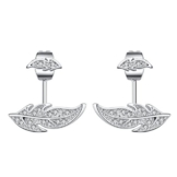 Sterling Silber Ohrstecker Blatt-Feder Mini pflastern Kristall Nadel Ohr-Bolzen-Ohrring-Ohr-Jacke für Damen