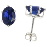 Sterling Silber Oval Form 3/4 Karat Größe Saphir Blau Zirkonia Ohrstecker Ohrring