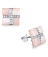 Sterling Silber Rosa Katzenauge und Zirkonia Ohrstecker für Damen