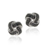 Sterling Silber Schwarzer Diamant Akzent Liebe Knoten, Ohrringe
