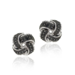 Sterling Silber Schwarzer Diamant Akzent Liebe Knoten, Ohrringe