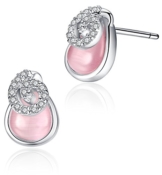 Sterling Silber Tropfenform simuliert rosa Katzenauge mit Zirkonia Ohrstecker Damen – Sy016e5