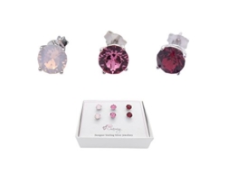 Sterlingsilber 925 rosa Swarovski-Kristalle, Rubinrot & Ohrringe