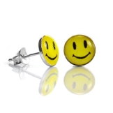 Sterlingsilber Stempel 925 8mm Gelb Smiley Gesichtsschmuck Ohrstecker