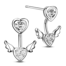 Sweetiee Damen Fluegel Herz Cubic Zirconia 925 Sterling Silber Ohrstecker Ohrringe Mit Geschenkbox Wunderschoen