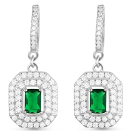 Sweetiee Diamant Gruen Sterling Silber 30 mm AAA Zirkon Ohrstecker Ohrringe