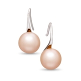 Sweetiee Mode Sterling Silber Haken Ohrringe, mit rosa Suesswasserperle, peachpuff, 18 mm, pin: 1 mm