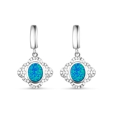 Sweetiee zarte Sterling Silber Hebel Hoop Ohrringe Mikro pflastern AAA Zirkon Drop Anhaenger blau opal 30mm,pin:1mm