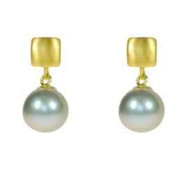 Süsswasser Zuchtperlen Ohrhänger, Farbe: silber-rosé , Super-Qualität, fast rund, Ø ca. 9 mm.