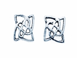 TF keltisches Viereck als Ohrstecker; Sterling-Silber 925